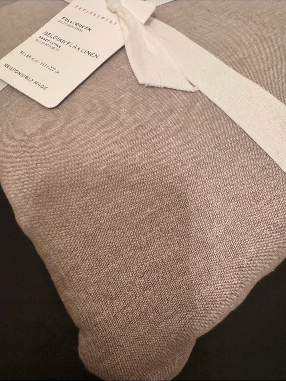 Pottery Barn Belgian Flax Linen Duvet Cover Full/Queen 92x88” Grey NWT